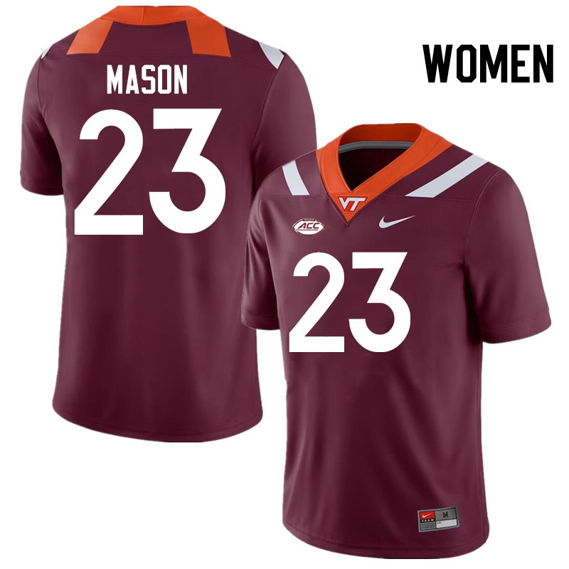 Women #23 Tyler Mason Virginia Tech Hokies College Football Jerseys Stitched-Maroon